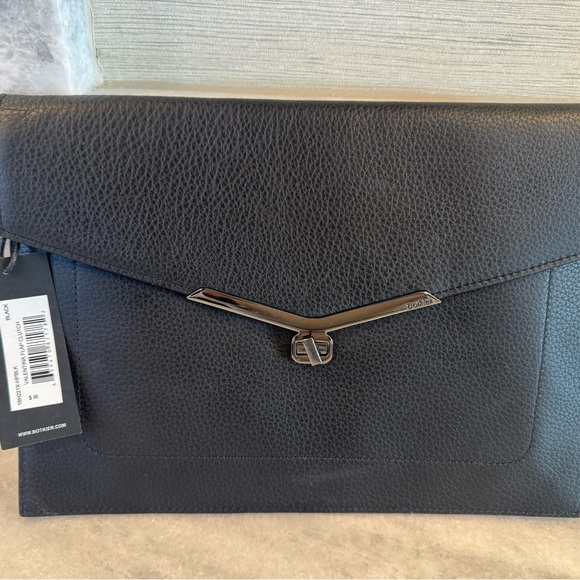 Botkier Handbags - Botkier Black Leather Flap Clutch